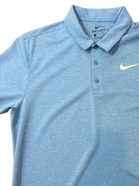 Nike Light Blue Dri-FIT Polo with Yellow Swoosh SZ M